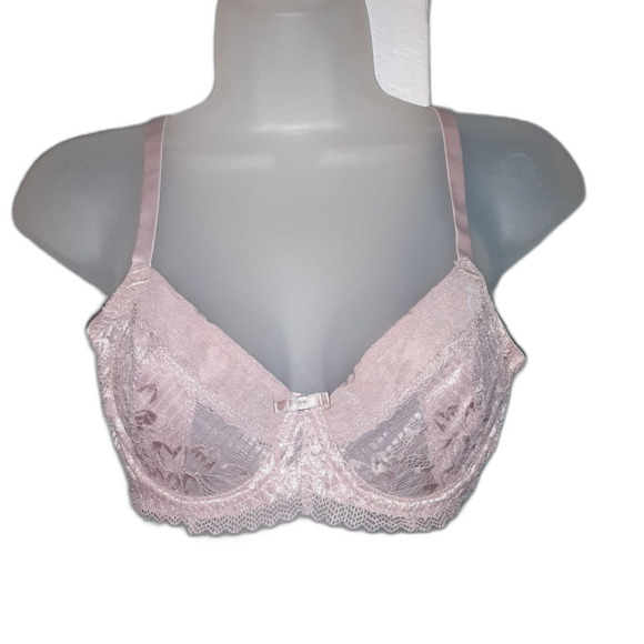 Youmita 34C Pink Suede Soft Lace Unpadded Bra NWT - Picture 1 of 9